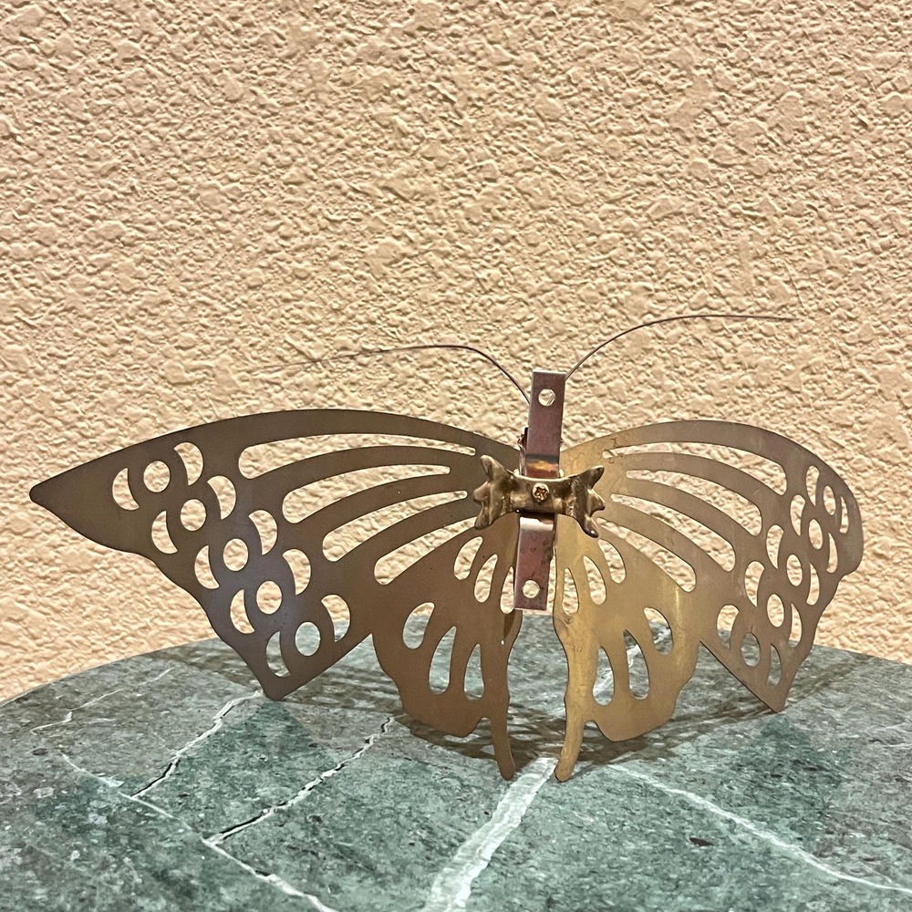 Vintage Mid-Century Lightweight Flapping Brass Butterfly Hanging Wall Decor